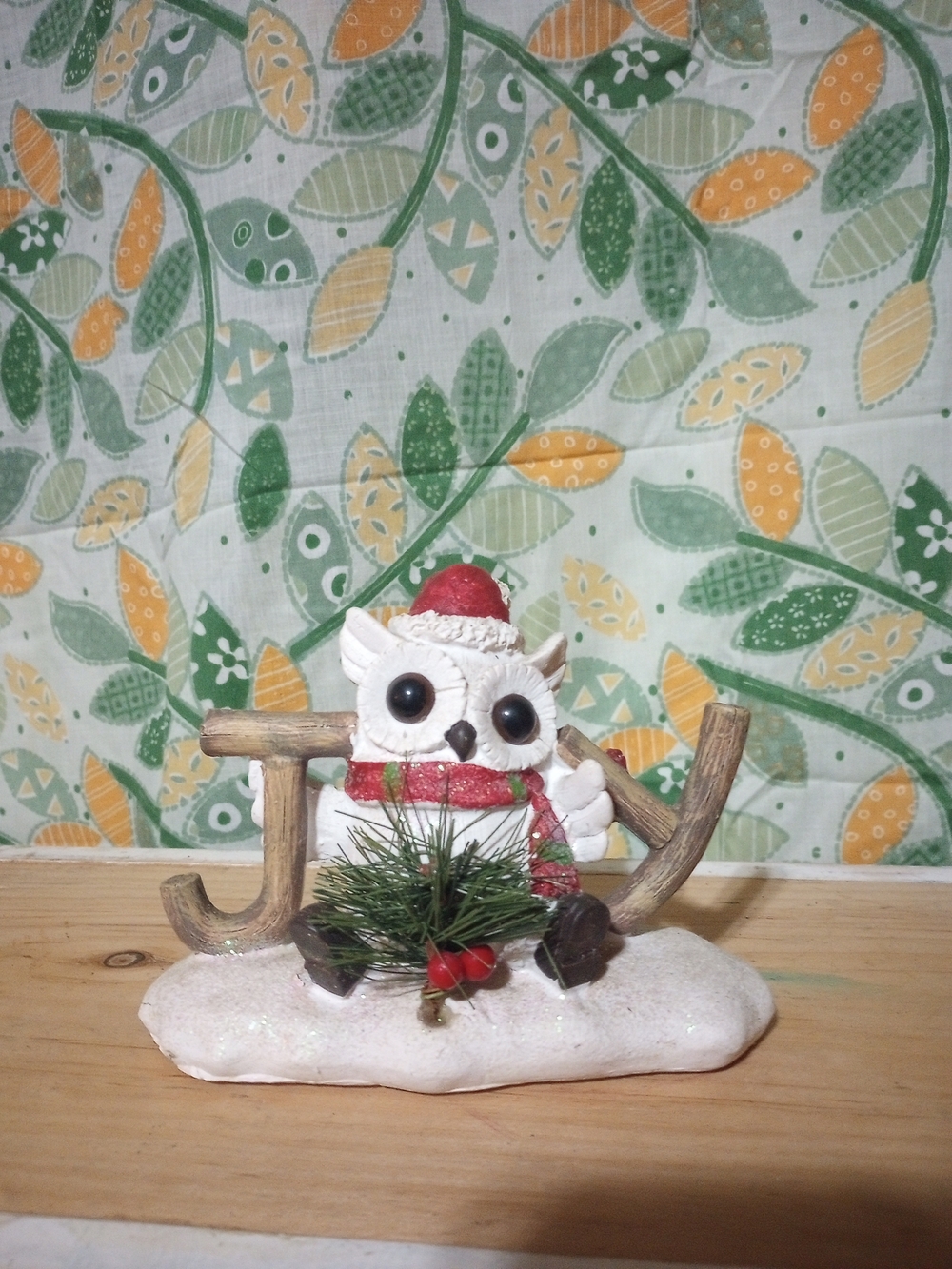 Festive Owl 'Joy' Holiday Figurine - White and Red